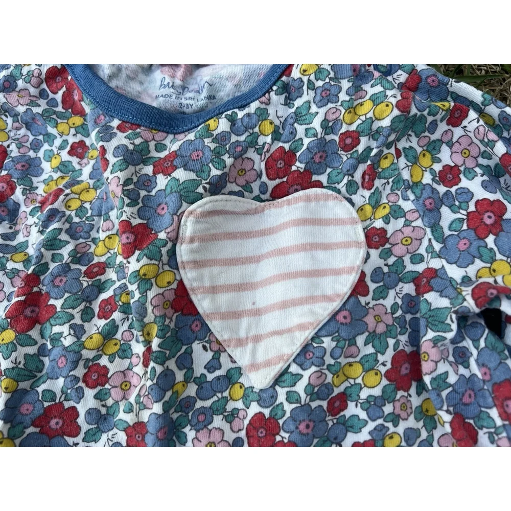 Baby Boden Girls Long Sleeve Floral Heart Patch Top 2-3Y 98cm Multicolor